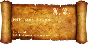 Ménesi Miksa névjegykártya